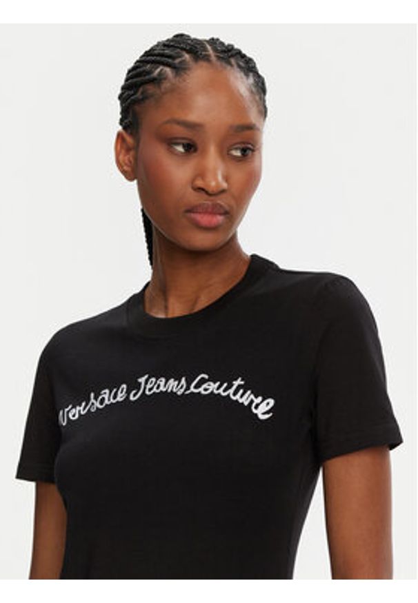 Versace Jeans Couture T-Shirt 78HAHC08 Czarny Slim Fit. Kolor: czarny. Materiał: bawełna