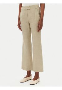 Marella Spodnie materiałowe Falco 2513131052200 Khaki Regular Fit. Kolor: brązowy. Materiał: len
