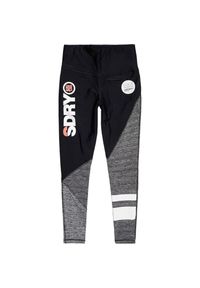 Legginsy sportowe damskie Superdry Sport Colour Block. Kolor: czarny. Materiał: elastan, poliester