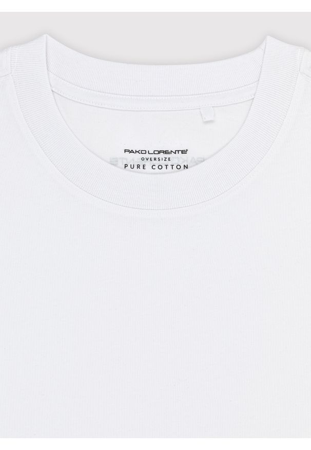 Pako Lorente - PAKO LORENTE – Biały męski t-shirt basic. Okazja: na co dzień. Kolor: biały, czarny. Materiał: bawełna. Styl: casual