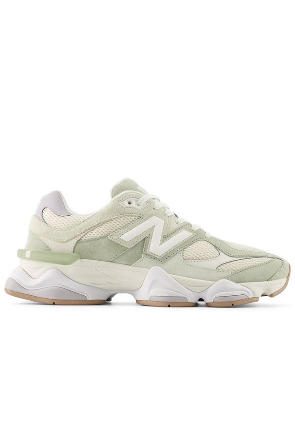 Buty unisex New Balance U9060AUC - zielone. Okazja: na co dzień. Kolor: zielony. Materiał: guma, skóra, syntetyk, materiał. Szerokość cholewki: normalna