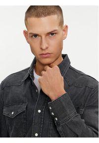 Wrangler Koszula jeansowa 112350571 Czarny Regular Fit. Kolor: czarny. Materiał: bawełna #3