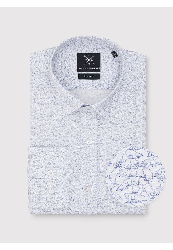 Pako Lorente - PAKO LORENTE – Koszula męska w drobny wzór. Materiał: bawełna, elastan. Długość rękawa: długi rękaw. Długość: długie