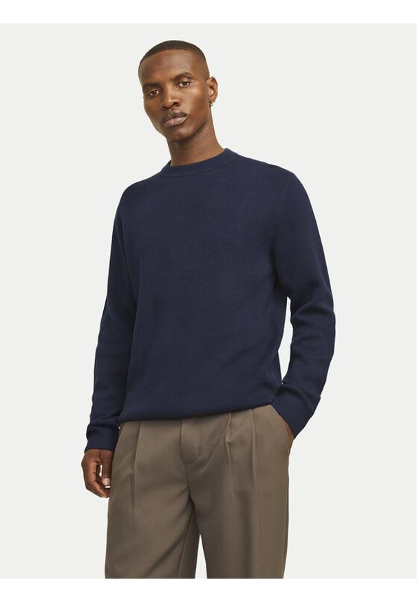Jack & Jones Sweter Merino 12216817 Granatowy Regular Fit. Kolor: niebieski. Materiał: wełna