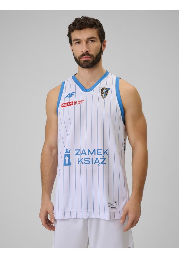 4f - 4F Koszulka meczowa replika domowa z sezonu 2025/26 męska 4F x Górnik Wałbrzych - biała M. Kolor: biały. Materiał: materiał. Wzór: nadruk. Sport: fitness