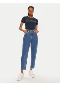 Tommy Jeans T-Shirt Linear DW0DW18398 Granatowy Slim Fit. Kolor: niebieski. Materiał: bawełna #3
