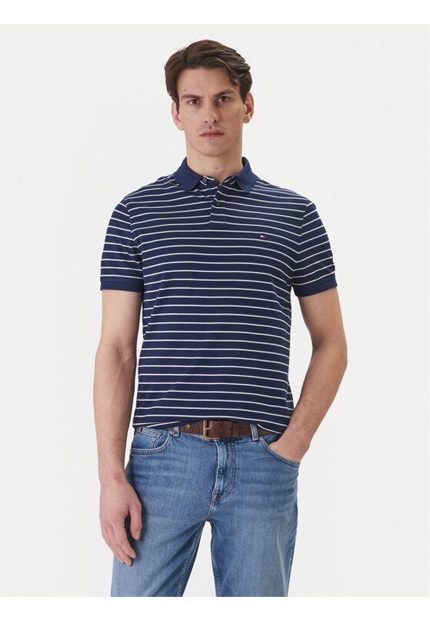 TOMMY HILFIGER - Tommy Hilfiger Polo 1985 MW0MW17770 Granatowy Regular Fit. Typ kołnierza: polo. Kolor: niebieski. Materiał: bawełna