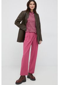 Pepe Jeans spodnie Colette damskie kolor różowy proste high waist. Okazja: na co dzień. Stan: podwyższony. Kolor: różowy. Materiał: tkanina. Styl: casual #3