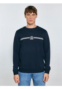 Big-Star - Bluza męska z haftem granatowa Daniel 403. Okazja: na co dzień. Kolor: niebieski. Materiał: dzianina. Wzór: haft. Styl: casual
