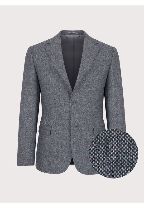 Szara marynarka męska P22WP-3X-043-S-S - Pako Lorente. Okazja: na co dzień. Kolor: szary. Materiał: jeans. Wzór: gładki. Styl: casual