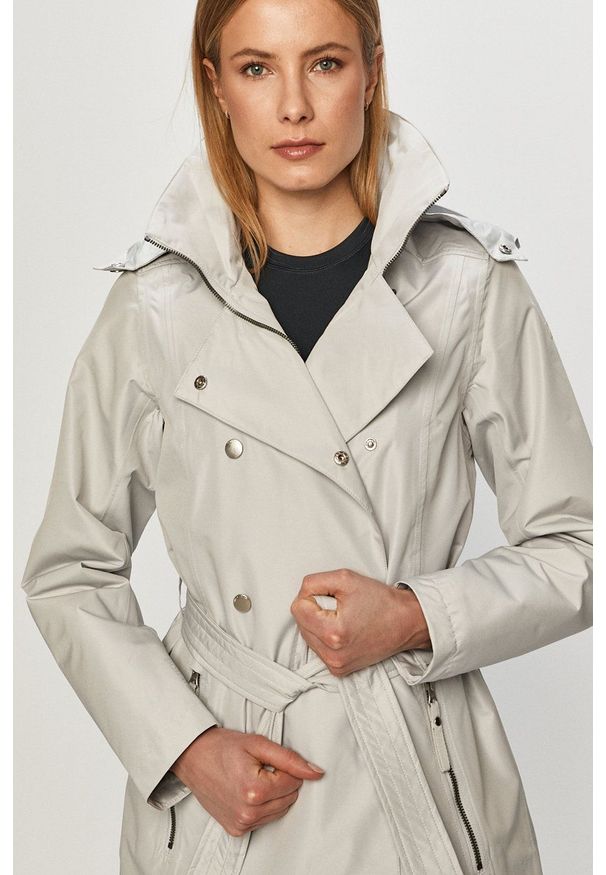 Helly Hansen - Kurtka przeciwdeszczowa. Okazja: na co dzień. Kolor: szary. Materiał: materiał. Wzór: nadruk. Styl: casual