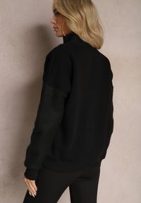 Renee - Czarna Bluza Half Zip z Przeszyciami i Półgolfem Ananke. Kolor: czarny. Materiał: tkanina, bawełna #5