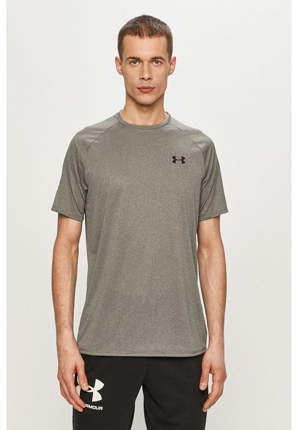 Under Armour - T-shirt. Okazja: na co dzień. Kolor: szary. Materiał: tkanina, dzianina. Wzór: gładki. Styl: casual
