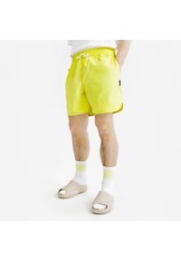 Decathlon - Spodenki płócienne męskie Elementals. Kolor: żółty, wielokolorowy, zielony. Materiał: poliamid, materiał #1