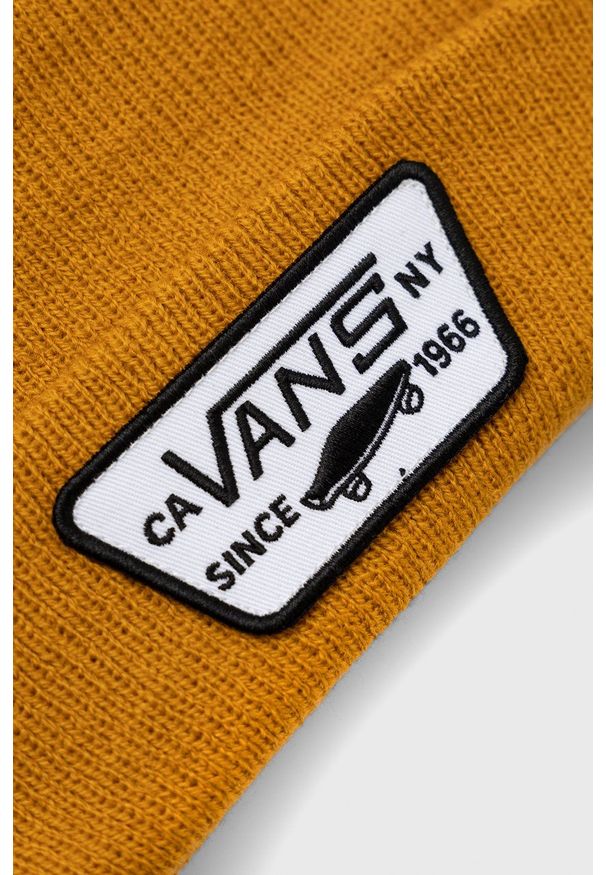 Vans Czapka kolor żółty. Kolor: żółty. Materiał: dzianina