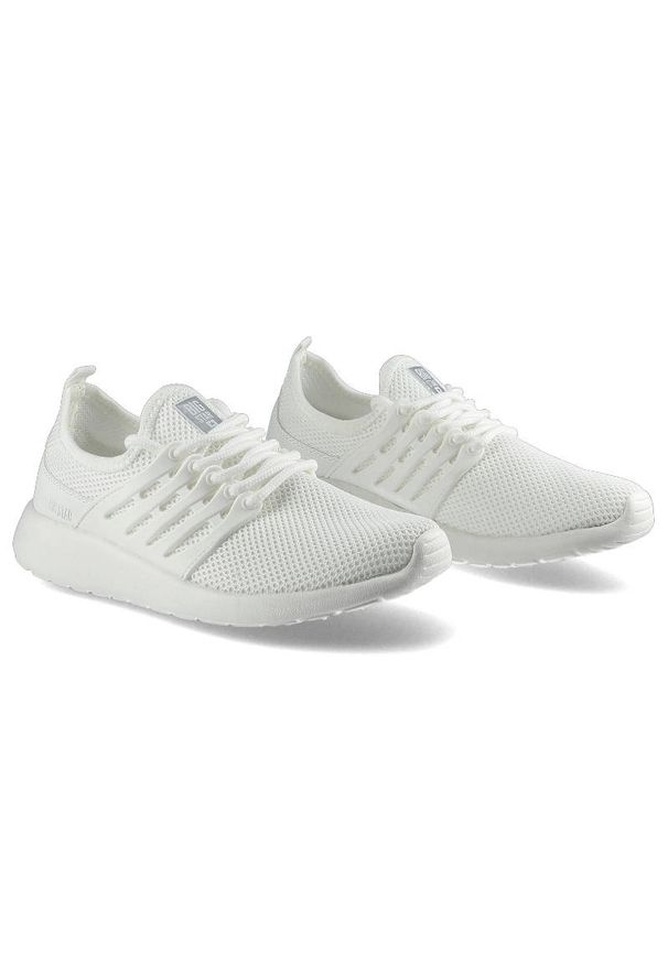 Big-Star - Sneakersy damskie Big Star, materiał tekstylny o siatkowej strukturze z elementami skóry ekologicznej z klasycznym sznurowaniem elastyczną cholewką o. Okazja: na co dzień, na uczelnię, na spacer. Kolor: biały. Materiał: materiał, skóra ekologiczna. Szerokość cholewki: normalna. Sport: turystyka piesza