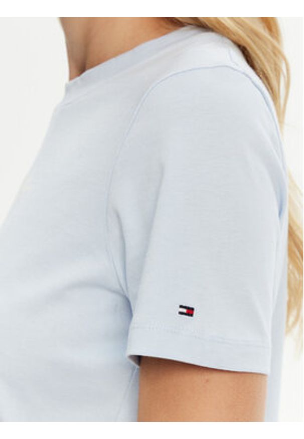 TOMMY HILFIGER - Tommy Hilfiger T-Shirt WW0WW45428 Błękitny Regular Fit. Kolor: niebieski. Materiał: bawełna