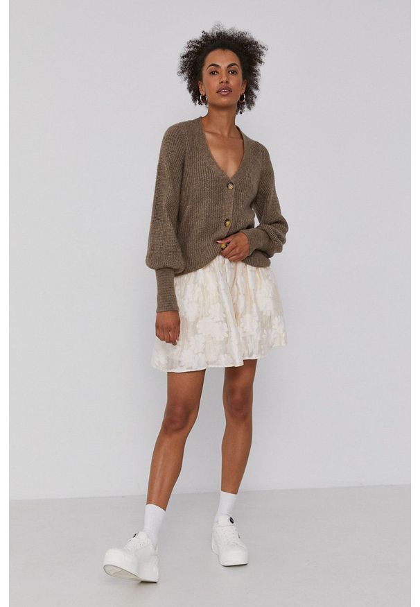 only - Only - Kardigan. Okazja: na co dzień. Kolor: brązowy. Materiał: dzianina. Styl: casual