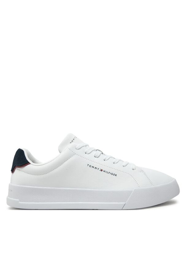 TOMMY HILFIGER - Tommy Hilfiger Sneakersy Th Court Lth Detail Ess FM0FM05367 Biały. Kolor: biały. Materiał: skóra