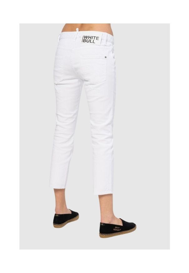 DSQUARED2 Cool girl cropped jeanBiałe jeansy damskie. Kolor: biały. Wzór: aplikacja