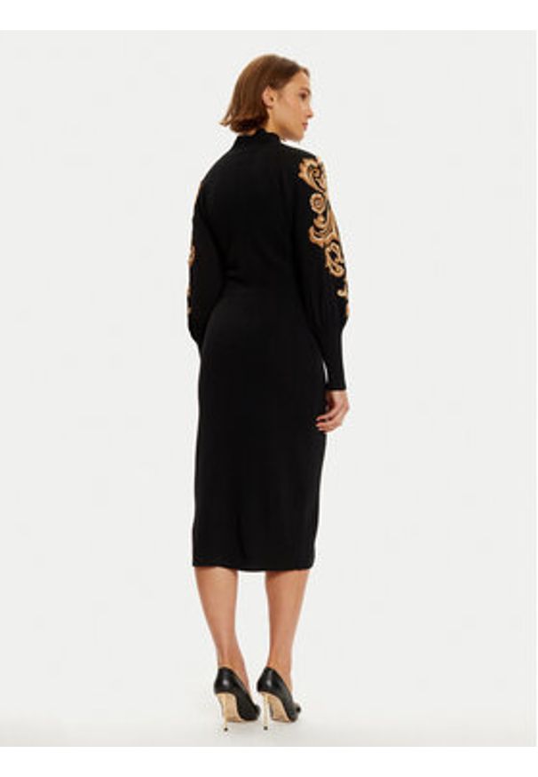 Luisa Spagnoli Sukienka dzianinowa Maioliche 58400 Czarny Loose Fit. Kolor: czarny. Materiał: wełna