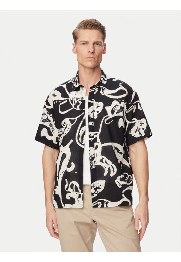 Jack & Jones Koszula Montauk 12293763 Czarny Relaxed Fit. Kolor: czarny. Materiał: bawełna