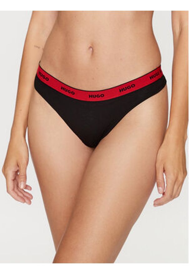 Hugo - HUGO Komplet stringów 50480150 Czarny. Kolor: czarny. Materiał: bawełna