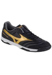 Buty halowe - halówki męskie, Mizuno Morelia Sala Classic In. Kolor: czarny, wielokolorowy, żółty. Materiał: guma, syntetyk, materiał. Sport: piłka nożna