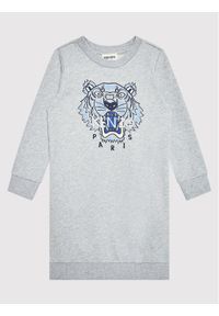 Kenzo kids - Kenzo Kids Sukienka codzienna K12054 Szary Regular Fit. Okazja: na co dzień. Kolor: szary. Materiał: bawełna. Typ sukienki: proste. Styl: casual