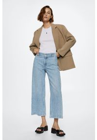 mango - Mango jeansy Culotte damskie high waist. Stan: podwyższony. Kolor: niebieski #7