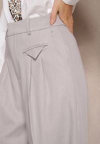 Renee - Szare Eleganckie Spodnie Garniturowe z Wysokim Stanem Lainiva. Okazja: na imprezę. Stan: podwyższony. Kolor: szary. Styl: elegancki #4