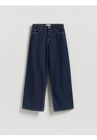 Reserved - Jeansy wide leg - granatowy. Kolor: niebieski