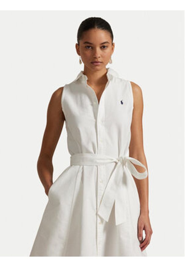 Polo Ralph Lauren Sukienka koszulowa 211906437001 Biały Regular Fit. Typ kołnierza: polo. Kolor: biały. Materiał: bawełna. Typ sukienki: koszulowe