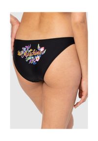 MOSCHINO Czarny dół od bikini z kwiecistym logo. Kolor: czarny. Wzór: kwiaty, nadruk #2