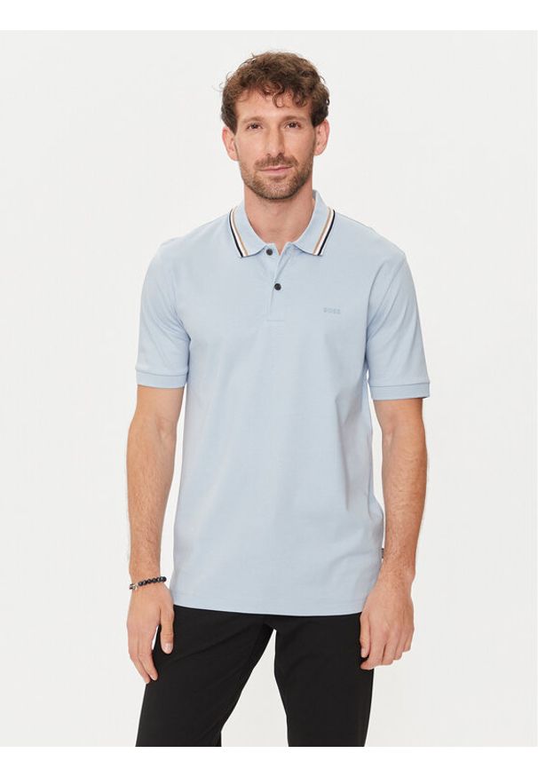 BOSS - Boss Polo Penrose 38 50469360 Błękitny Slim Fit. Typ kołnierza: polo. Kolor: niebieski. Materiał: bawełna