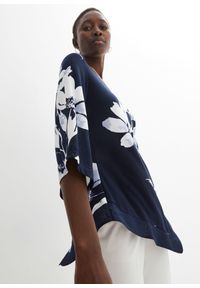 bonprix - Tunika shirtowa w roślinny wzór. Kolor: niebieski. Wzór: nadruk. Styl: elegancki, klasyczny #2