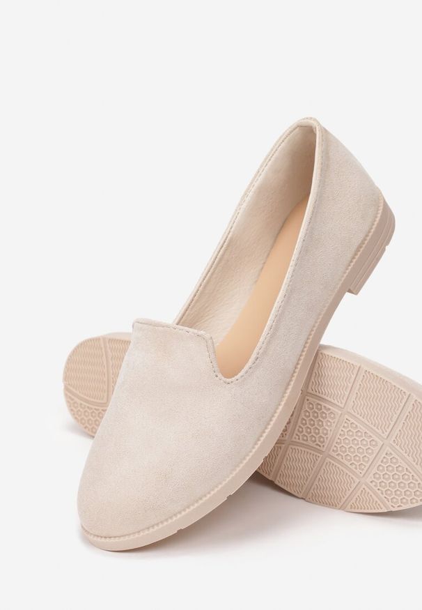 Born2be - Beżowe Balerinki w Stylu Mokasynów Thetea. Okazja: na co dzień. Kolor: beżowy. Materiał: jeans. Styl: klasyczny, casual, elegancki