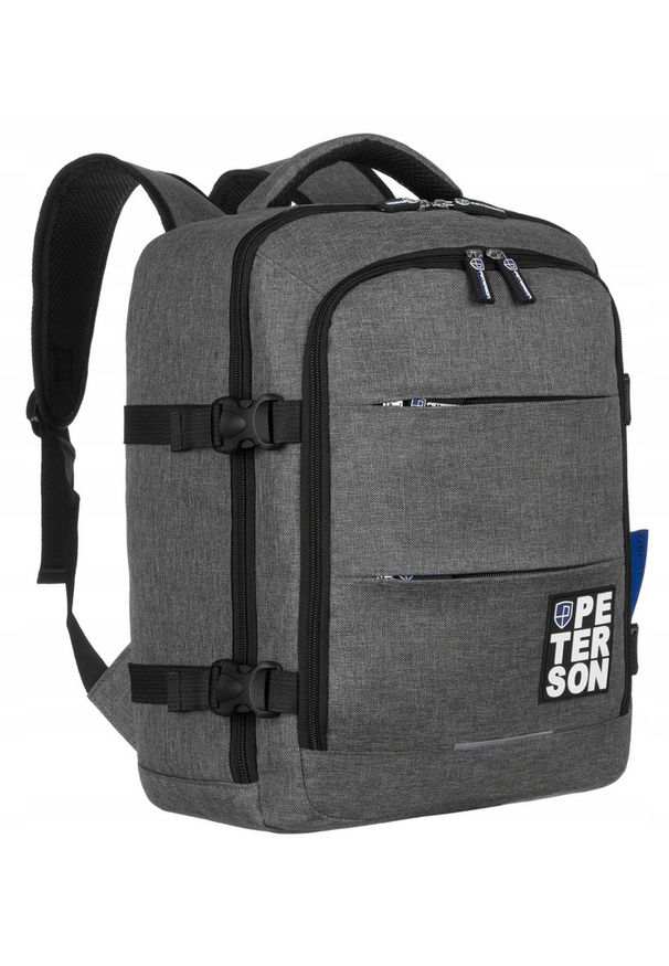 Plecak skórzany Peterson PTN PLG-01-T szary. Kolor: szary. Materiał: skóra. Styl: sportowy, casual