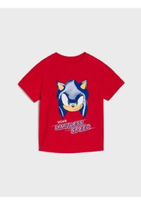 Sinsay - Koszulka z aplikacją Sonic the Hedgehog: Modern - czerwony. Kolor: czerwony. Wzór: aplikacja