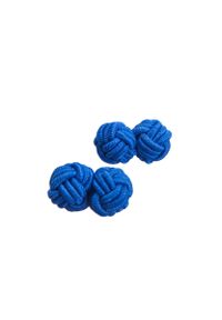 Lancerto - Spinki Węzełki Niebieskie. Kolor: niebieski. Materiał: jedwab. Wzór: aplikacja #1