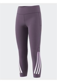 Adidas - adidas Legginsy Training AEROREADY 3-Stripes High-Rise 7/8 Optime Pocket Leggings IJ7122 Fioletowy. Kolor: fioletowy. Materiał: syntetyk