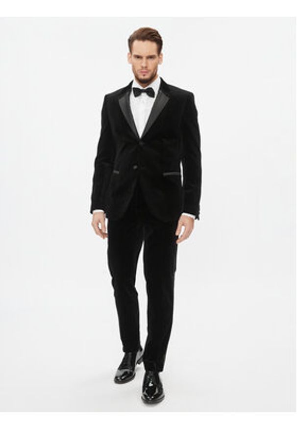 Hugo Marynarka Henry234E1 50502346 Czarny Slim Fit. Kolor: czarny. Materiał: bawełna