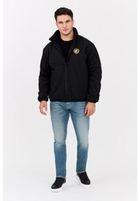 Tommy Jeans - TOMMY JEANS Czarny dwustronny męski bomber z polarem. Kolor: czarny. Materiał: polar. Wzór: jednolity