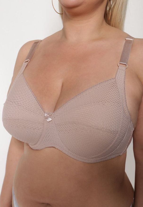 Born2be - Ciemnobeżowy Biustonosz z Regulowanymi Ramiączkami Xoviana. Kolekcja: plus size. Kolor: beżowy