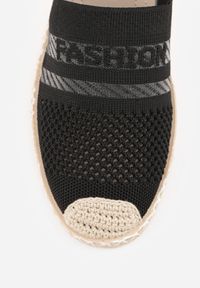 Born2be - Czarne Espadryle na Płaskiej Podeszwie z Plecionki Chorisa. Okazja: do pracy, na co dzień. Kolor: czarny. Materiał: tkanina, jeans, len. Wzór: kwiaty. Sezon: lato. Obcas: na płaskiej podeszwie. Styl: elegancki, casual #7