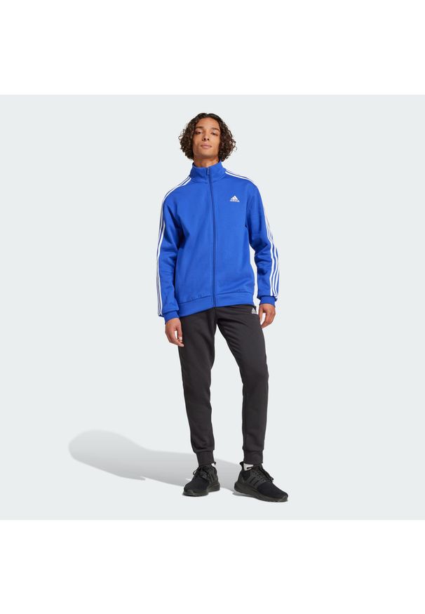Adidas - Dres Basic 3-Stripes Fleece. Kolor: niebieski. Materiał: dresówka. Sport: fitness