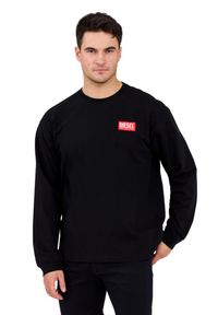 Diesel - DIESEL Czarny longsleeve męski T-BOXT-LS-LAB z naszywką, Rozmiar L. Okazja: na co dzień. Kolor: czarny. Materiał: elastan, bawełna. Długość rękawa: długi rękaw. Wzór: aplikacja. Styl: wakacyjny #3