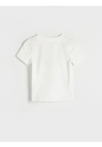 Reserved - Baweniany t-shirt basic - złamana biel. Materiał: bawełna