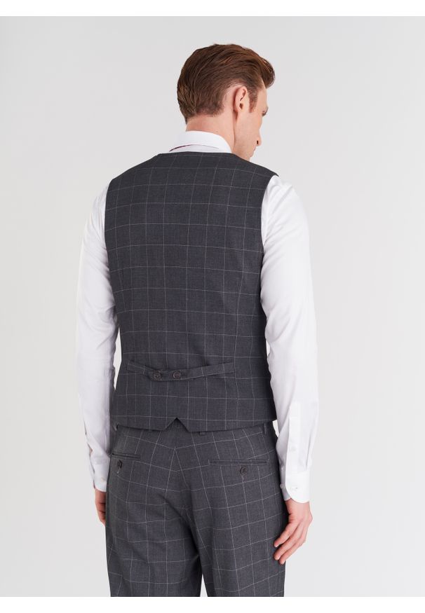 Pako Lorente - PAKO LORENTE – Szara garniturowa kamizelka w kratę. Kolor: szary. Materiał: poliester, wiskoza, elastan