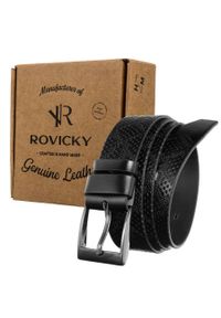ROVICKY - Pasek męski czarny Rovicky PRS-03-G. Kolor: czarny. Materiał: skóra. Styl: casual